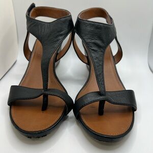 Franco Sarto Black Velcro Leather Sandals